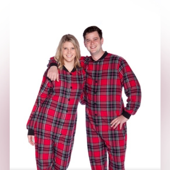 BIG FEET FLANNEL ADULT FOOTED UNISEX ONESIE PLAID PAJAMAS SZ. XL - Picture 6 of 6